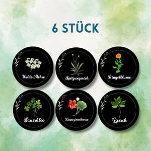 6er-Set Wildkräuter Magnete (schwarz)